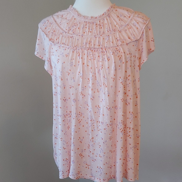 LOFT by Ann Taylor Women's Smocked Pink Top in size XL - Picture 1 of 15